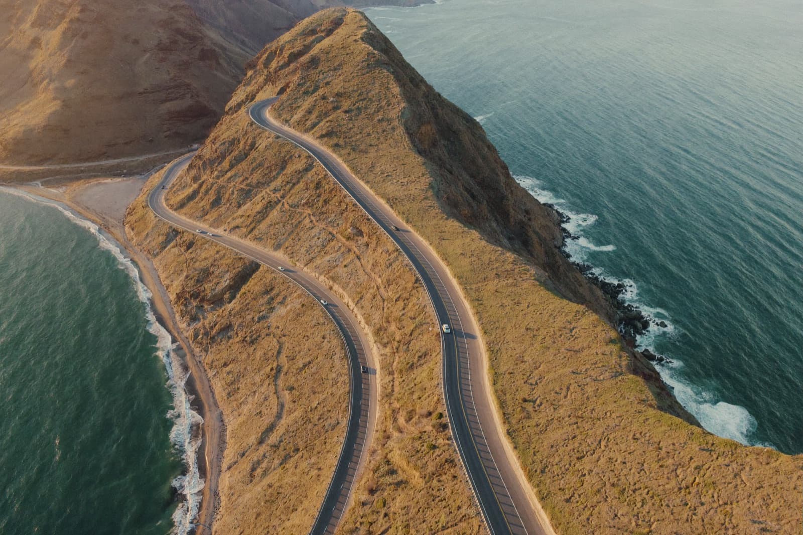 Highway 1 winding along the Big Sur cliffs